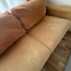 【無料】2人掛けコーデュロイソファの画像