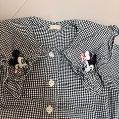 ベビー服 ミッキーマウス ギンガムチェック セットアップ 90-100の画像