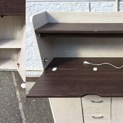 JM20714Y  ライティングデスク / 学習机 ・外寸 　幅：約90cm 高さ：約115cm 奥行：約61.5～29cm中古品【取りに来られる方限定】の画像