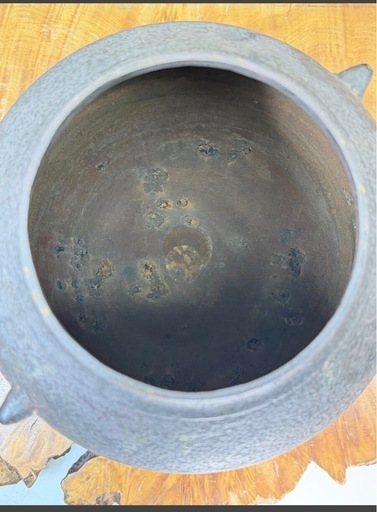 時代物 名工 増山馨鉄 作 真形釜 共箱 銅蓋 鉄釜 茶道具 茶釜 風炉釜 伝統工芸 和骨董 古玩 煎茶道具 古道具 和美術 茶器 煎