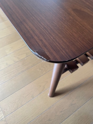 キズあり折れ脚棚付きセンターテーブルBR色 (jb) 六十谷のテーブル《座