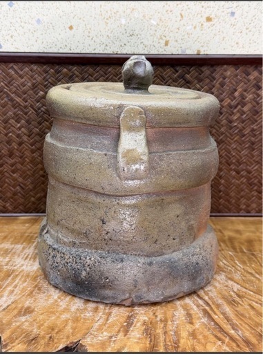 時代物 茶道具 備前陶苑 造 備前 耳付 水指 共箱 良品 陶印有 和骨董 和美術 古玩 古道具 茶器 煎茶道具 懐石道具 華道具 備前焼 煎茶器 器