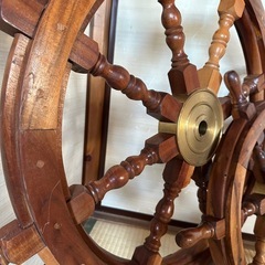 木製船の舵 大 92cm & 小 62cm 大型インテリアの画像