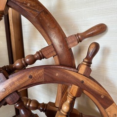 木製船の舵 大 92cm & 小 62cm 大型インテリアの画像