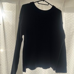 黒いコットン長袖カーディガン Mの画像