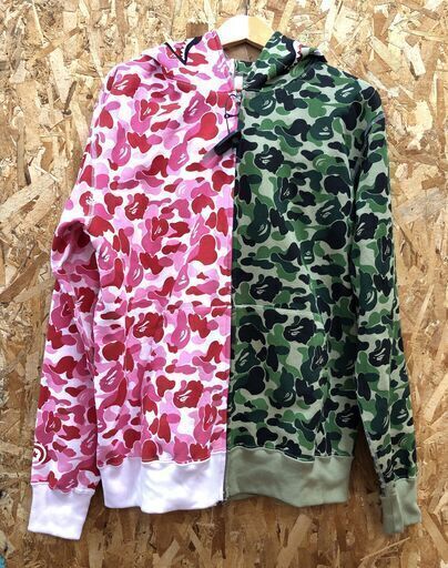 ジモティ割引有★【ジャングルジャングル岸和田店】 A BATHING APE シャークバイカラーフルジップアップパーカー 2XLサイズ