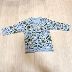 【美品】ベビーパジャマ 70cm 上下セット 長袖 宇宙柄 水色の画像