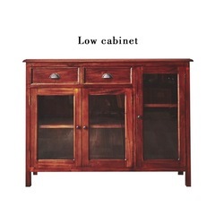 B-COMPANY 天然木マホガニー材 コロニアル ローキャビネット の画像