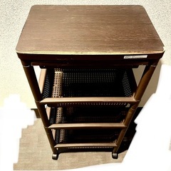 4段ラック　収納　引き出し付き　ダークブラウン　美品の画像