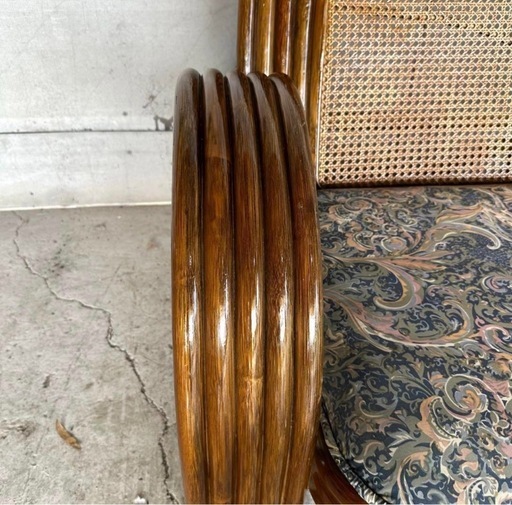 ✿アジアンリゾートポップ✿籐フレーム 2人掛けラブソファオールド