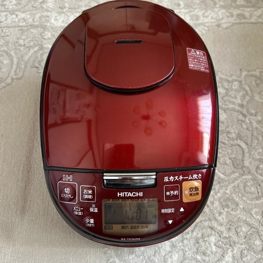 日立2019年製IHジャ-炊飯器。圧力スチーム炊き。レッド 美品。