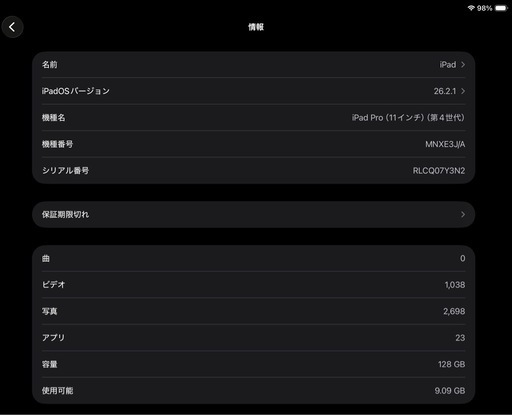 iPad pro11インチ第4世代