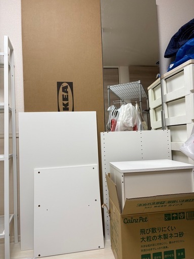 IKEA イケア　PAX ワードローブ　フレーム新品未使用　鏡　扉　引き出し　仕切り　ユニット付き