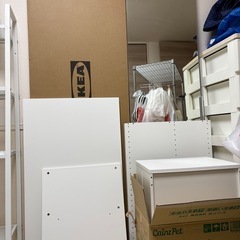 IKEA イケア　PAX ワードローブ　フレーム新品未使用　鏡　扉　引き出し　仕切り　ユニット付きの画像