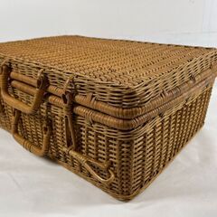 ラタン バスケット 藤製 かご ピクニック アウトドア 幅48cm×奥行34cm×高さ19cm の画像