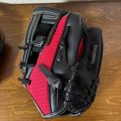 子供用　XERES 軟式野球グローブ 722E82K2502 赤黒の画像