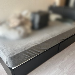 セミダブル 収納付きベッドフレーム 黒｜使用1年｜2階・EVなし／自宅内搬出限定の画像