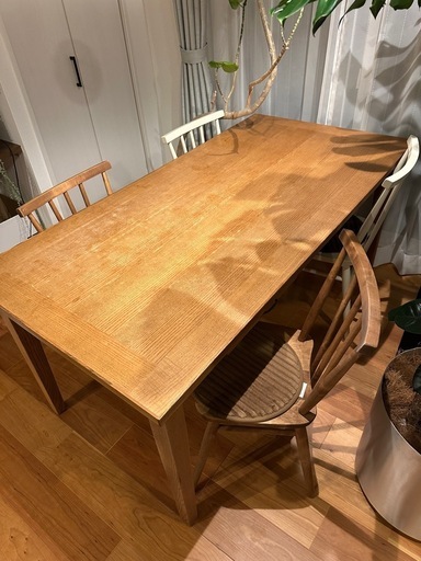 北欧風 天然木（アッシュ材）ダイニング5点セット テーブル＋チェア4脚