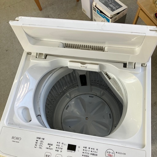 坂2602-047 RORO 洗濯機 YWM-T45LW 2024年製 4.5kg 動作確認済み キズ汚れ有り