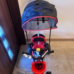 【美品】ミッキー 屋根付き手押し棒付き 三輪車の画像