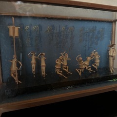 阿波踊りの竹人形《徳竹連 伝統工芸 徳島 郷土品 ガラスケース 竹細工 中古》の画像