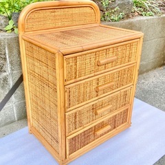 ラタン チェスト 4段 レトロ　☆配送応相談☆の画像