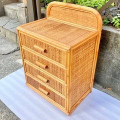ラタン チェスト 4段 レトロ　☆配送応相談☆の画像