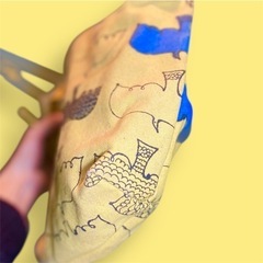 【未使用】鳥柄トートバッグ　キャンパス地　黄色の画像