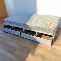 収納付きベッド　マットレス付きの画像