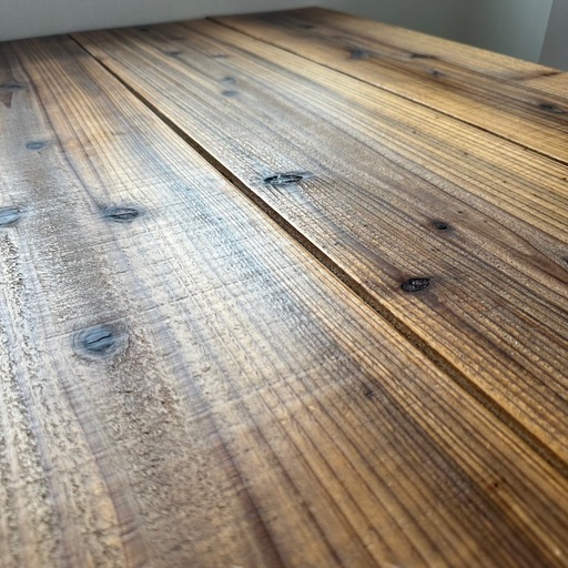 【引渡決定済】KANADEMONOダイニングテーブル 150cm THE TABLE / 杉無垢ヴィンテージ x Black Stee