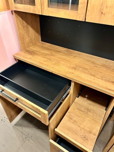 《売約済》receno kayla 105cm 食器棚 キッチンボード オープンシェルフ キッチン 収納 ケイラ 木製 ブラウン カッ