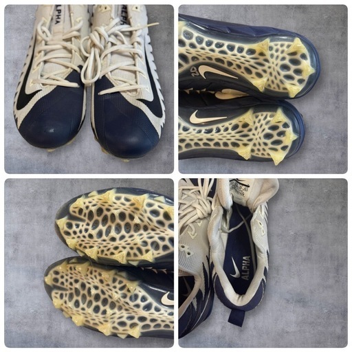 NIKE アメフト用スパイク アルファメナスエリート 白 紺 32.5cm