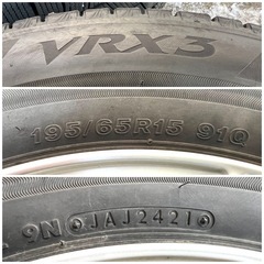 195/65R15 タイヤホイールセット ブリジストン VRX3 15インチ 21年製の画像