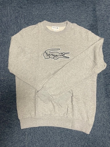 LACOSTE ラコステ トレーナー US M グレー ビッグワニロゴ 刺繍