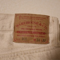 ウエアハウス Lot 800 W34 生成り ホワイトデニム WAREHOUSEの画像