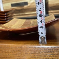 ブラウン・ベージュ ストライプ皿 6枚セットの画像