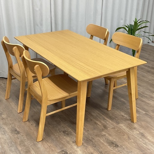 KB-5【新入荷　アウトレット品】ジョニー/オーク材　ダイニング5点セット　ナチュラル