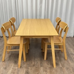 KB-5【新入荷　アウトレット品】ジョニー/オーク材　ダイニング5点セット　ナチュラルの画像