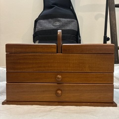 裁縫箱 木製 ユザワヤ ソーイングボックスの画像