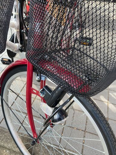 ?新品未使用?21テクノロジー?26インチ自転車?赤?ママチャリ?LEDダイナモライト?1614