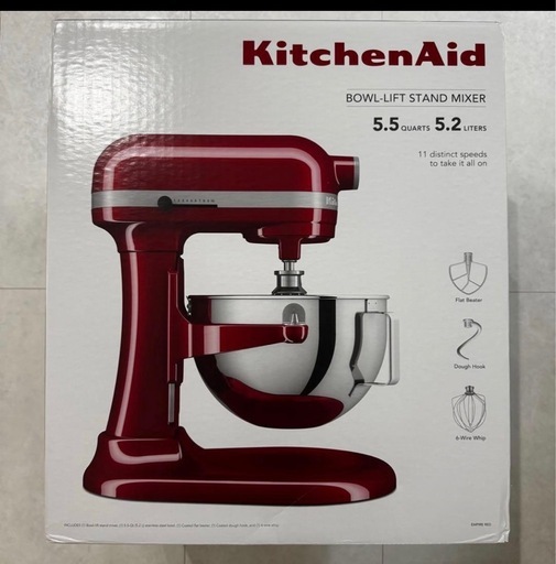 【受渡先決定】キッチンエイド スタンドミキサー ボウルリフト 5.2L レッド