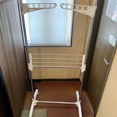 ★室内物干し スタンド ラック ハンガー パイプハンガー タオルハンガー 幅調節可能 156cm キャスター付 組立 ラック 収納★の画像