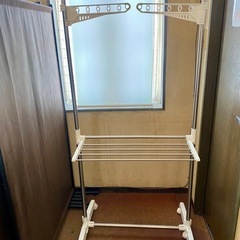 ★室内物干し スタンド ラック ハンガー パイプハンガー タオルハンガー 幅調節可能 156cm キャスター付 組立 ラック 収納★の画像