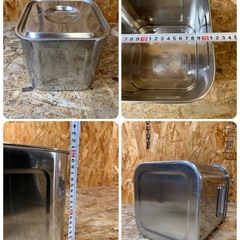 a(7818) ユキワ 深型 角キッチンポット 4個セット ステンレス 業務用 厨房用品 飲食店 店舗用の画像