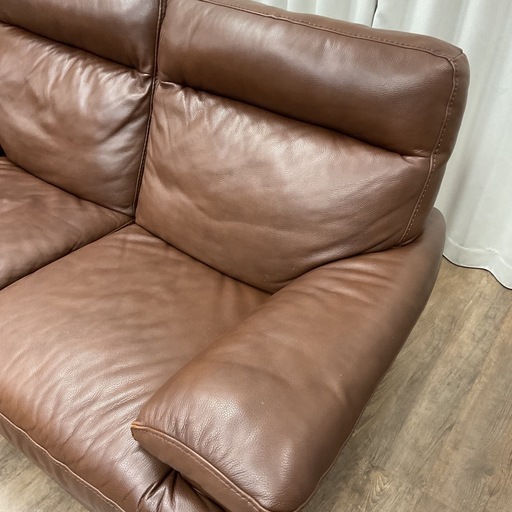 KB-11【新入荷　リサイクル品】ニトリ　本革　セパレートタイプ　２シーターソファ　ブラウン