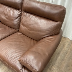 KB-11【新入荷　リサイクル品】ニトリ　本革　セパレートタイプ　２シーターソファ　ブラウンの画像