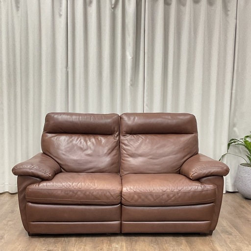 KB-11【新入荷　リサイクル品】ニトリ　本革　セパレートタイプ　２シーターソファ　ブラウン