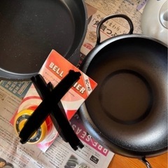 全て新品未使用！蒸し器付き鍋、洗桶、鍋2点、すき焼き鍋、ザル、天ぷら鍋7点セットの画像