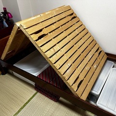 木製シングルベッドフレーム ダークブラウンの画像