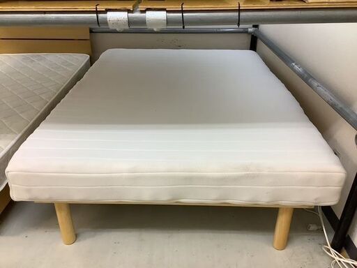 【リサイクルサービス八光】【ダブルサイズ】脚付きマットレス ホワイト｜幅140cm×長さ195cm｜一体型で寝心地安定